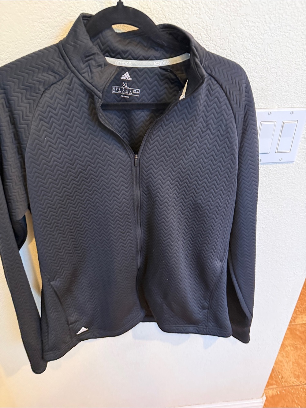 adidas Black Chevron-Quilt Full Zip Women's Jacket